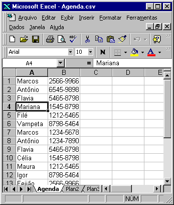 Verificao dos registros importados a partir do arquivo da listagem 2