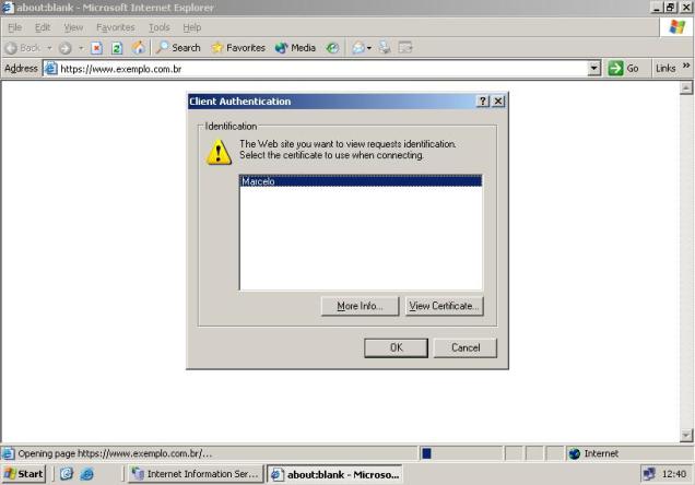 Certificado sendo solicitado ao usurio