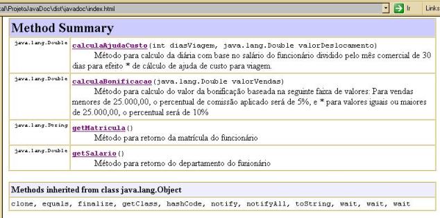 Trecho de um arquivo JavaDoc em HTML