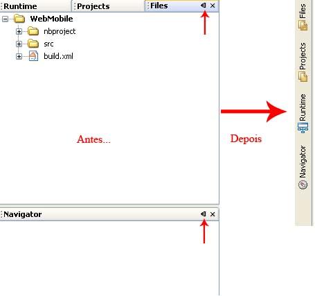 Painéis abertos e ocultos