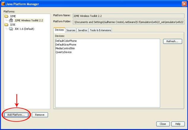 Gerenciador de Plataformas Java