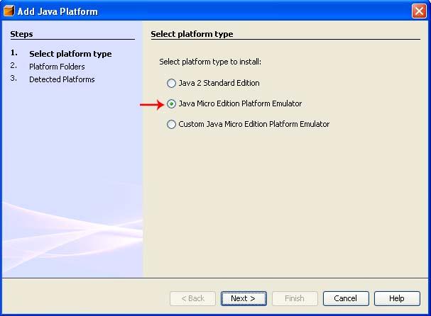Selecionando o tipo da plataforma