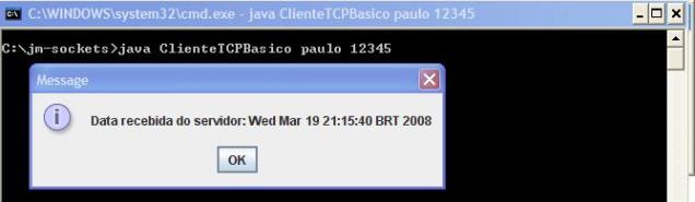 Data e hora recebidas pelo cliente