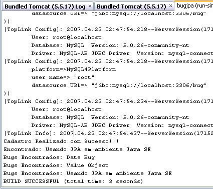 Teste da aplicao via console