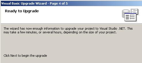 Tela que informa que o assistente est pronto para migrar o projeto