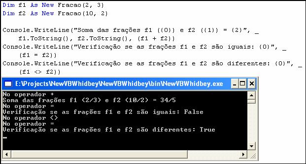 Sobrecarga de operadores: Execuo da classe Fracao