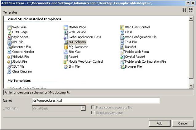 Adicionando um dataset