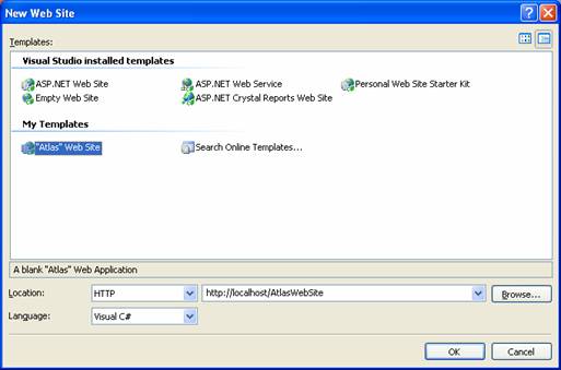Template ATLAS instalado no Visual Studio 2005