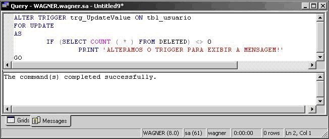 ALTER TRIGGER para UPDATE