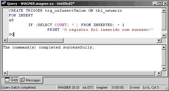 Criando ento o trigger