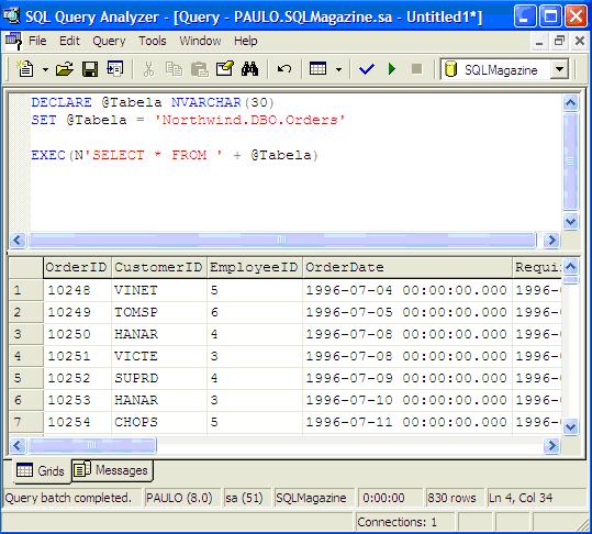 Executando consultas dinmicas usando o comando EXEC