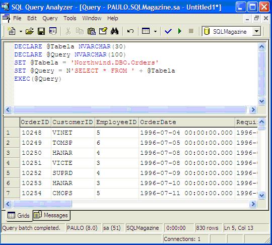 Executando consultas dinmicas usando o comando EXEC