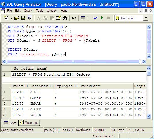 Executando consultas dinmicas usando a stored procedure sp_executesql