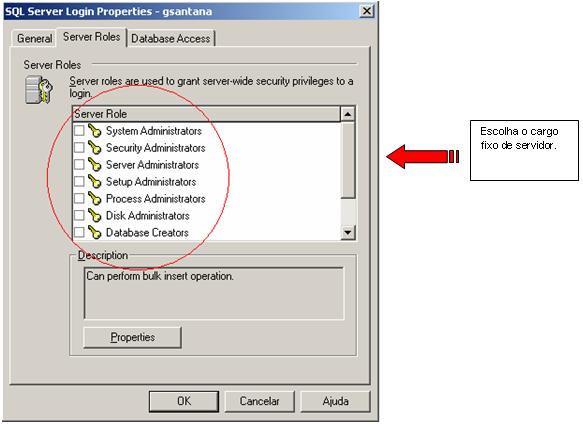 Atribuindo contas de login a cargos fixos de servidor
