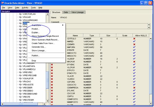 Op��es para gerar automaticamente o PREDICT e o EXPLAIN