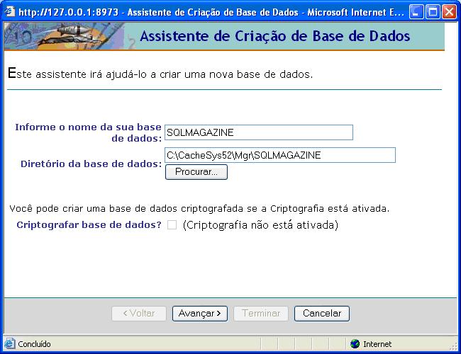  Janela pop-up para criao da nova base de dados