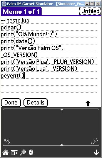 Criando um novo memo (Arquivo teste.lua)