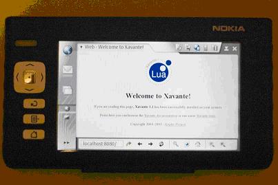 Internet tablet Nokia 770 rodando o webserver Xavante