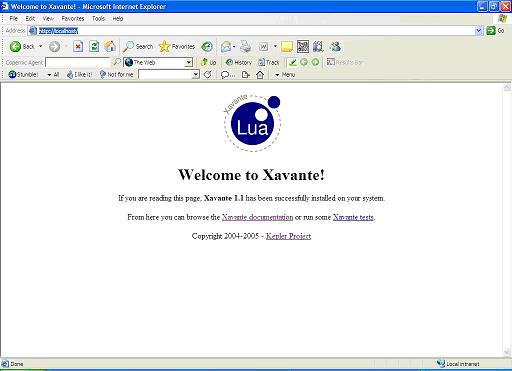 Tela de abertura do webserver Xavante