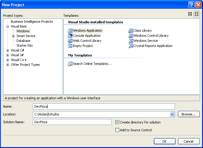 Windows Application em Visual Basic