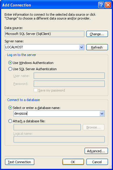 Tela de New Conection